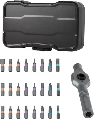 24-in-1 Schroevendraaierset met Ratchet Handgreep, Precisietools, Krachtige Magnetische Tips en Compacte Opbergdoos voor Klusprojecten en Onderhoud