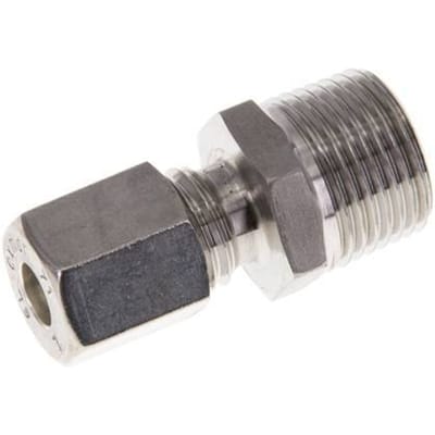 6L & R3/8'' RVS Rechte Knelfitting Buitendraad 315bar ISO 8434-1