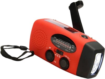 Draagbare noodradio - Powerbank 2000 mAh - Zaklamp - Solar opwindbaar - SOS alarm - USB-C kabel - Noodpakket - Kunststof - rood