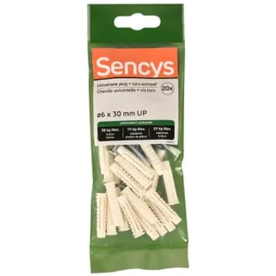 Sencys Universele Plug Nylon - Diam. 6x30mm - 20 Stuks
