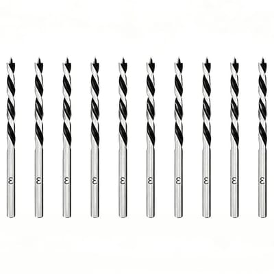 Houtboorset - Spiraalboren Precisieboren - Houtbewerking - Geslepen centreerpunt - 10-delig 3 mm - Metaalkleur