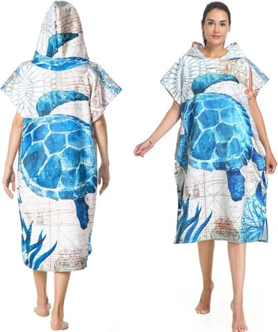 Unisex Badponcho met Capuchon, Ultra Licht en Sneldrogend, Ideaal voor Surfen, Snorkelen en Watersporten (108 x 82 cm)