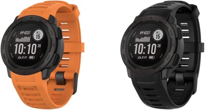 Strap-it Bundel van 2 Siliconen Banden - Geschikt voor Garmin Instinct 1 / Garmin Instinct 2 - Sportbanden - Waterbestendig & zweetbestendig - Flexibel & comfortabel - Zwart & Oranje