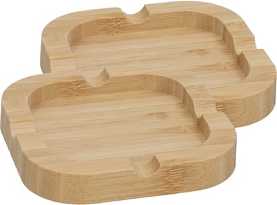 Asbak van bamboe hout - 2x - 10 x 10 cm - binnen/serre - asbakken - naturel kleur