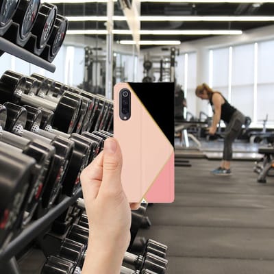 Xiaomi Mi 9 Stand Case Zwart Roze Vormen