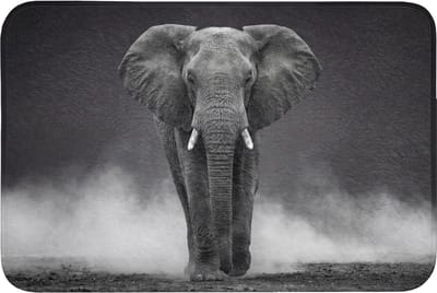 Badmat 90x60 cm - Antislip - Olifant - Zwart - Wit - Rook - Badmatten voor badkamer - Badkamermat - Douchemat - Badkamer mat