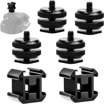 6 Pack Hot Shoe Mount Adapters voor SLR Camera's, Digitale Fotografie, Microfoons en Audio Apparatuur (Zwart)