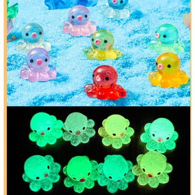 10 Stuks Lichtgevend Schattige Octopus Hars Bureau Decoraties Ornamenten Diy Handgemaakte Haarpin Sleutelhanger Accessoires Speelgoed