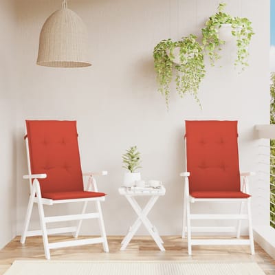 vidaXL - Stoelkussens - 2 - st - hoge - rug - 120x50x4 - cm - stof - gemêleerd - rood