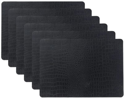 Unique Living placemats Croco lederlook - 6x - 43 x 30 cm - zwart - pvc - tafel onderleggers