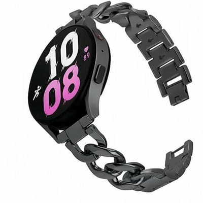 By Qubix - Metalen ketting band - Zwart - geschikt voor Huawei Watch 5 - 42mm