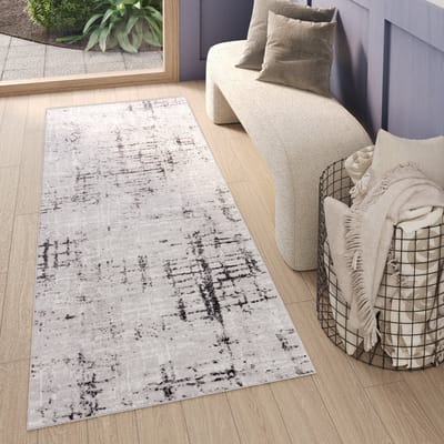 Tapiso Sky Vloerkleed Loper Lichtgrijs Blauw Vintage Woonkamer Tapijt Maat - 70x150