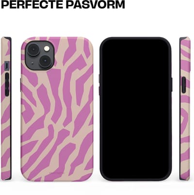 Casetastic hoesje geschikt voor Apple iPhone 14 Plus - MagSafe - Dubbellaagse bescherming - Zebra Roze Magenta Flow - Fashion Case - Lila Zand