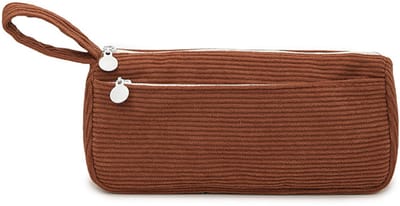 Etui - Etui Corduroy - Leuke Etui Mooi - Etui met Praktische Ritssluiting - Cosmetische Tas - Geschikt voor Schoolgaande Tieners Jongens Meisjes - bruin
