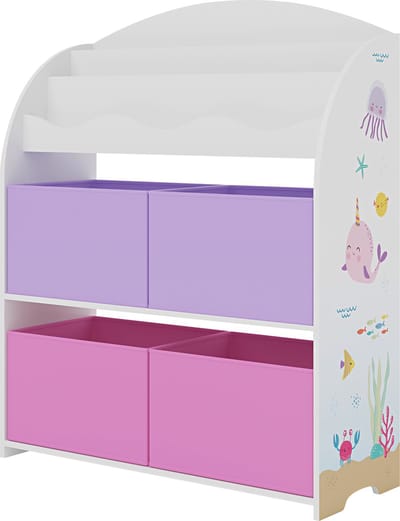 Kinderboekenkast Orust opbergkast 97,5x82,5x29,5 cm oceaan motief [en.casa]