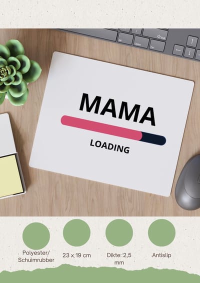 Akyol - mama loading Muismat - Moeder - ochtendkoffie laden - moeder cadeautjes - moederdag - verjaardagscadeau - verjaardag - cadeau - geschenk - kado - gift - moeder artikelen - 23 bij 19 cm