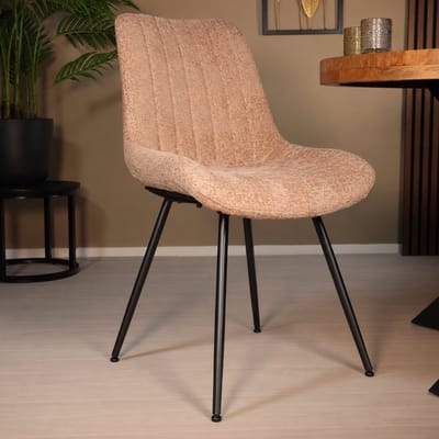 SET DEAL: 6 stuks Eetkamerstoel Susta taupe chenille eetstoel zetel