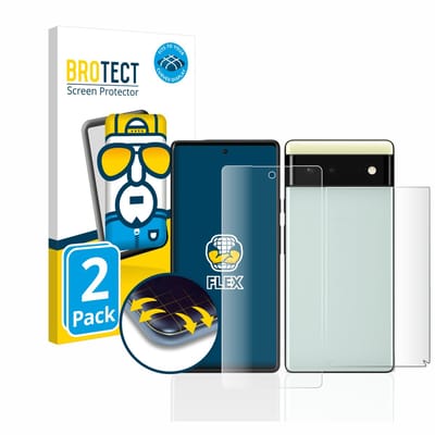 BROTECT - Screenprotector voor Google Pixel 6 (Voor+Achter) - Folie Beschermfolie transparant volledig dekking - 2 Stuks