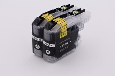 KATRIZ® huismerk inkt voor|Brother LC123BK  |20ml | ( 2stuks) - Met chip