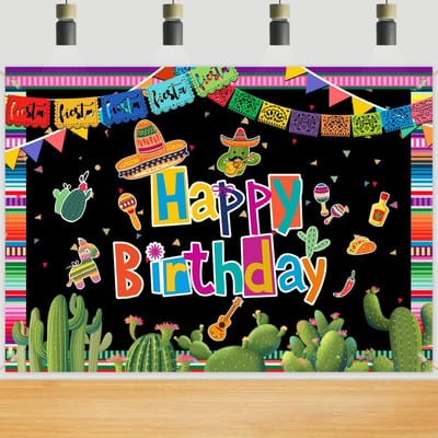 Dailygoods- Feestachtergrond 7x5ft - Mexicaanse Fiesta - Happy Birthday - Carnaval Feestdecoratie - Kleurrijke Muur Banner - Fotocabine Rekwisieten