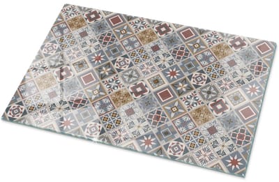 Tulup Tafelblad Glas - Mozaïekpatroon Met Ornamenten Gehard Glas - 100 cm x 70 cm - Grijs Glazen Tafelblad - Rechthoekig Tafelblad Glas - Glazen Tafelblad Geschikt voor de Keukentafel - Glasplaat Tafel