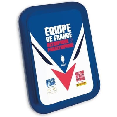 Boîte métal avec 10 pochettes + 2 cartes édition limitée - PANINI - JO 2024 Equipe de France pur