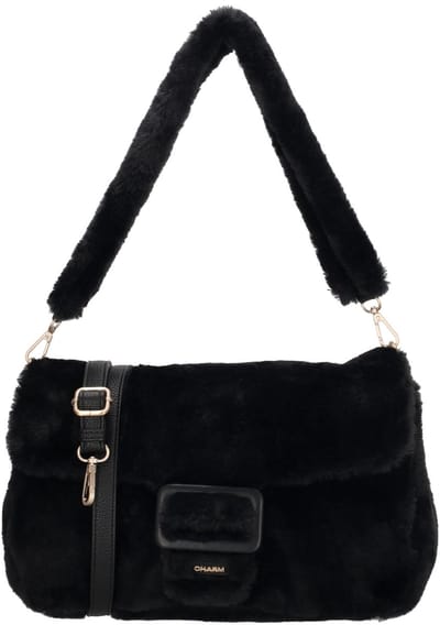 Charm London Alaska Schoudertas - Crossbody - Tas - Bont - Fur - Zwart