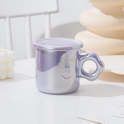 Licht Luxe Parelmoer Kop Hoge Waarde Kop Keramische Kop Mok met Deksel Bloem Meisje Hart Koffiekop Kantoor 330ml