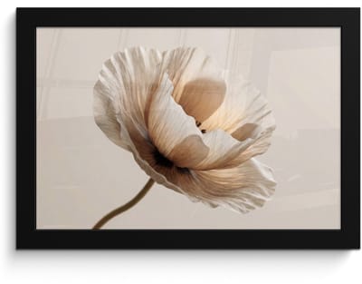 Poster in lijst - Fotolijst 30x20 cm - Posters - Bloem - Beige - Crème - Posterlijst zwart - Decoratie - Wanddecoratie woonkamer - Muurdecoratie slaapkamer
