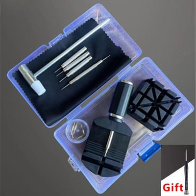 Kit d'outils de réparation de montres Outil de retrait de maillons de bracelet de montre Outil d'ajustement de bracelet à maillons noir