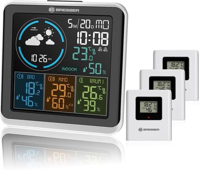 Weerstation met Buitensensor en 4 Meetpunten voor Temperatuur en Luchtvochtigheid