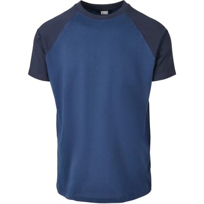Urban Classics Raglan Contrast Tee Heren T-shirt - blauw/donkerblauw - S
