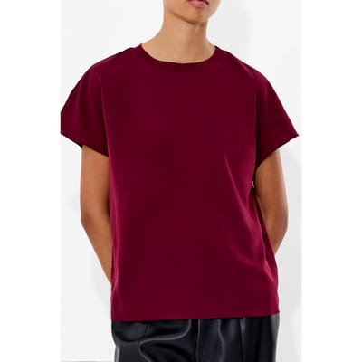 French Connection Crepe Light Crew Neck Top Bordeaux Red Maat: XS | Tops Outlet | Dames | Bordeaux