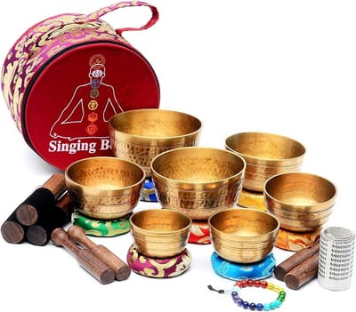 Set van 7 Handgeklopte Chakra Klankschalen voor Meditatie en Healing