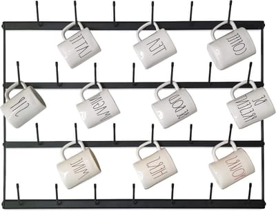Muurbeugel voor Koffiekopjes, 4 Planken, Metalen Vintage Stijl, Ideaal voor Keuken en Organisatie