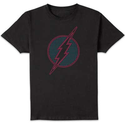 Justice League Flash Retro Grid Logo Men's T-Shirt - Black - L