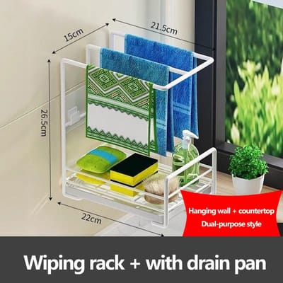 Verwijderbaar Handdoekenrek Vaatdoek Spons Keuken Opbergrek RVS Multifunctionele Plank Tafelblad Wandmontage Opbergrek