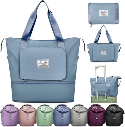 Reis Duffle Bag - Opvouwbare Weekendtas - Voorbereiden Vakantie - Nat Gescheiden Compartiment - 32 Liter Capaciteit - Blauw