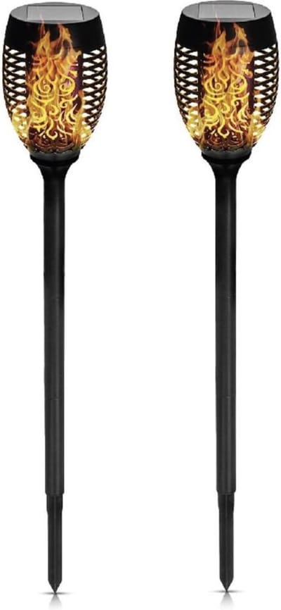 2 Tuinfakkels - Tuinverlichting prikker op zonne-energie - Solar - Vlameffect - 74 cm - Prikspotjes