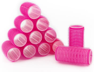 Haarrollers Zelfklevend - Krulrollen Styling Tools - Haar Stijlen - Zonder Klemmen - 12 Stuks - Roze