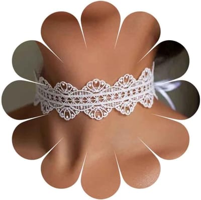 Gothic Choker Ketting met Zwarte Kanten en Bloemenpatroon voor Vrouwen - Elegante Halsketting, Statement Sieraad, Uniek Accessoire