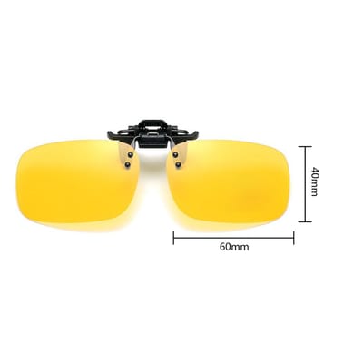 Gele Contrastbril Clip - UV400 - Verhoogt Contrast Bij Weinig Licht - Voor Nacht/Regen/Mist/Schemering Rijden - Flip-Up Ontwerp - Voor Brildragers/Chauffeurs - Zwart Montuur - 60x40mm (Lens)/Universeel - 1 Stuk