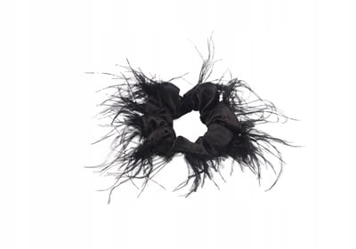 Donegal Scrunchie Haarband met Veer - Zwart (1 Stuk)