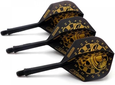 Dartflights Standaard Maat M Integrale Set Zwart Geel Dartbord Design