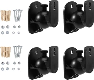 Speaker Wandmontage Beugel - Plafond Stand Klem - Home Cinema Geluid - Verstelbare Hoek - 4 Stuks - Zwart
