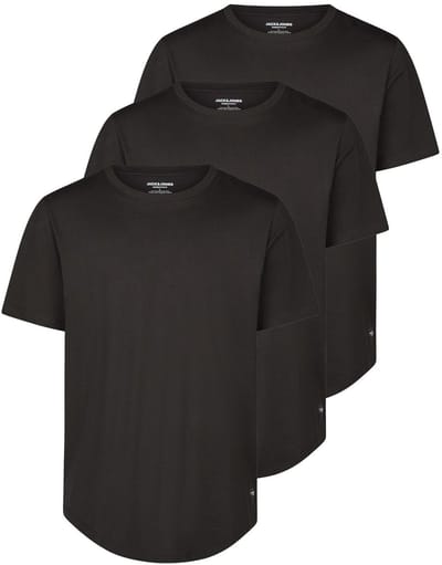 Jack & Jones Heren T-Shirt JJENOA 3 Pack regular fit Zwart M Ronde Hals Volwassenen gemaakt van 100% katoen