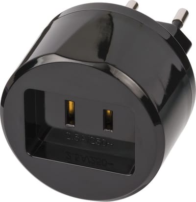 Brennenstuhl reisstekker / reisadapter (reiscontactdoosadapter voor het aansluiten van elektrische apparaten met 2-polig stekkersysteem van de VS in landen met Euro-stekkersysteem) zwart
