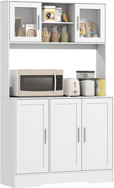 HOMCOM keukenkast - spaanplaat - MDF - 108L x 35B x 180H cm - wit