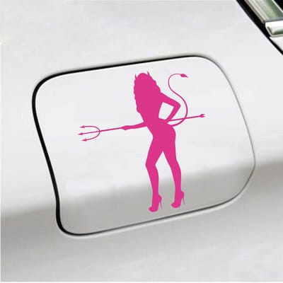 Bumpersticker - Vrouw Duivel - 14 X 13 - Roze