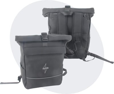 Voltano Luxe E-bike Rolltop Fietstas / Rugtas 28L - Zwart - Enkele Pakaftas - 100% Waterdicht - Groot Laptop Vak - Extra E-bike Beugels